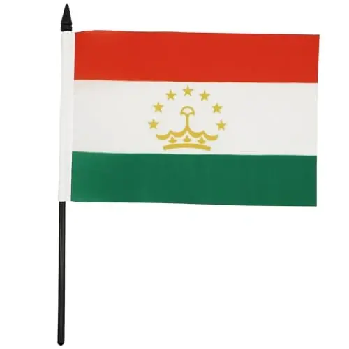 Tajikistan Table Flag 5'' x 8'' - Tajik Desk Flag 21 x 14 cm. - Black plastic stick and base - AZ FLAG - AZ FLAG