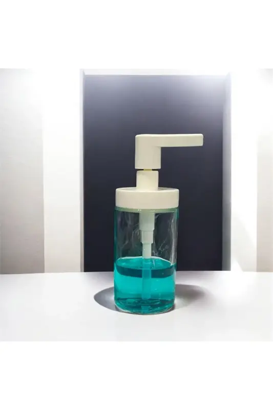 Tackan Liquid Soap Dispenser Glass - White Cap x 2 - 1