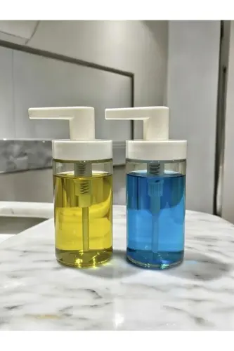 Tackan Liquid Soap Dispenser Glass - White Cap x 2 - 4