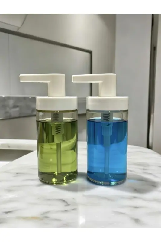 Tackan Liquid Soap Dispenser Glass - White Cap x 2 - 5