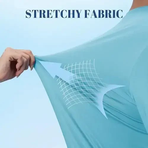 TACVASEN erkaklar uchun quyoshdan himoya ko'ylagi UPF 50+ uzun yengli UV himoya yengil rash guard suzish ko'ylagi tez quriydigan baliq ovlash futbolkasi - 5