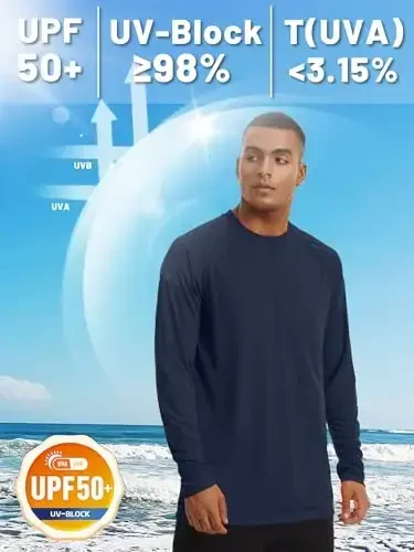 TACVASEN erkaklar uchun quyoshdan himoya ko'ylagi UPF 50+ uzun yengli UV himoya yengil rash guard suzish ko'ylagi tez quriydigan baliq ovlash futbolkasi - TACVASEN (1)