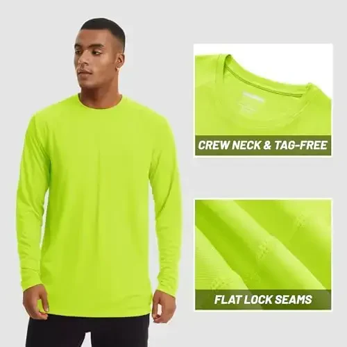TACVASEN erkaklar uchun quyoshdan himoya ko'ylagi UPF 50+ uzun yengli UV himoya yengil rash guard suzish ko'ylagi tez quriydigan baliq ovlash futbolkasi - 3