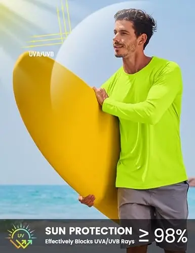 TACVASEN erkaklar uchun quyoshdan himoya ko'ylagi UPF 50+ uzun yengli UV himoya yengil rash guard suzish ko'ylagi tez quriydigan baliq ovlash futbolkasi - 3
