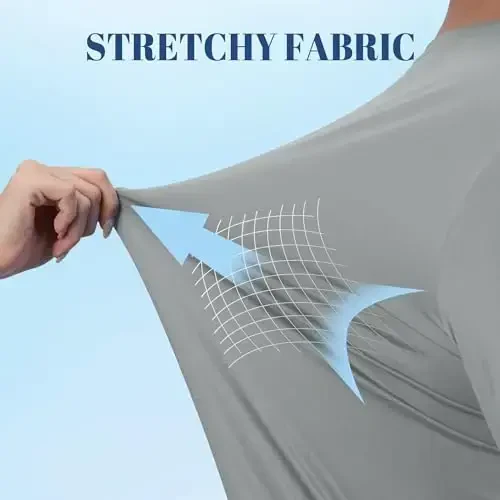 TACVASEN erkaklar uchun quyoshdan himoya ko'ylagi UPF 50+ uzun yengli UV himoya yengil rashgard suzish ko'ylagi tez quriydigan baliq ovlash futbolkasi - 5