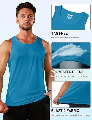 TACVASEN Men's Workout Tank Tops Sleeveless UPF 50+ Summer Sun Shirts Quick Dry for Running Swim Gym Beach - 5