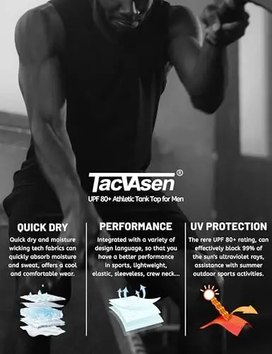 TACVASEN Men's Workout Tank Tops Sleeveless UPF 50+ Summer Sun Shirts Quick Dry for Running Swim Gym Beach - 6