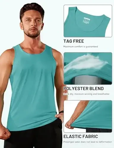 TACVASEN Men's Workout Tank Tops Sleeveless UPF 50+ Summer Sun Shirts Quick Dry for Running Swim Gym Beach - 5