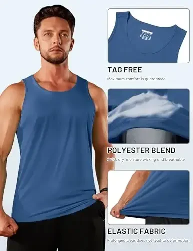 TACVASEN Men's Workout Tank Tops Sleeveless UPF 50+ Summer Sun Shirts Quick Dry for Running Swim Gym Beach - 5