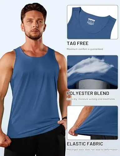 TACVASEN Men's Workout Tank Tops Sleeveless UPF 50+ Summer Sun Shirts Quick Dry for Running Swim Gym Beach - 5