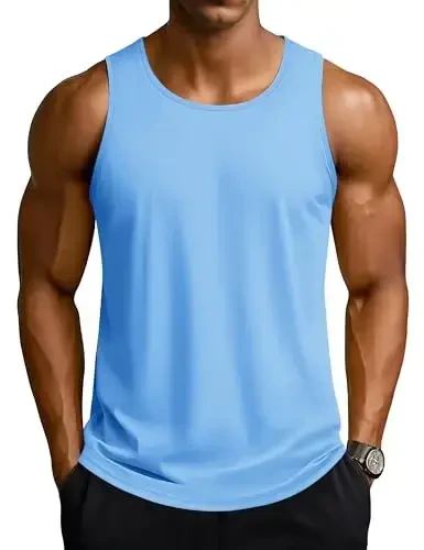 TACVASEN Men's Workout Tank Tops Sleeveless UPF 50+ Summer Sun Shirts Quick Dry for Running Swim Gym Beach 