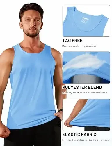 TACVASEN Men's Workout Tank Tops Sleeveless UPF 50+ Summer Sun Shirts Quick Dry for Running Swim Gym Beach - 5