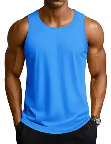 TACVASEN Men's Workout Tank Tops Sleeveless UPF 50+ Summer Sun Shirts Quick Dry for Running Swim Gym Beach 