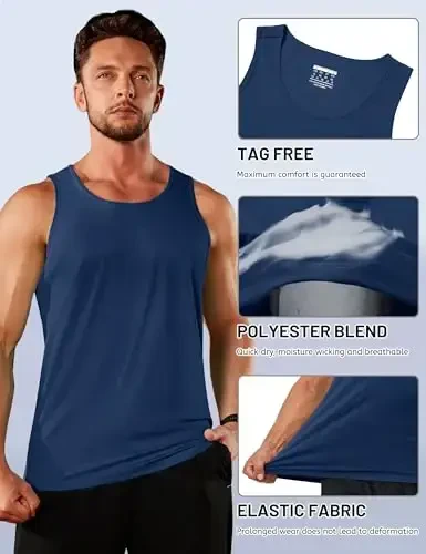 TACVASEN Men's Workout Tank Tops Sleeveless UPF 50+ Summer Sun Shirts Quick Dry for Running Swim Gym Beach - 5