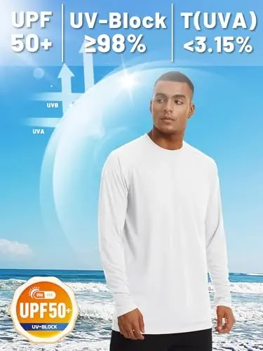TACVASEN Men's Sun Shirt UPF 50+ Long Sleeve UV Protection Lightweight Rash Guard Swim Shirt Quick Dry Fishing T-Shirt - TACVASEN (1)