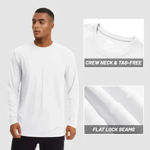 TACVASEN Men's Sun Shirt UPF 50+ Long Sleeve UV Protection Lightweight Rash Guard Swim Shirt Quick Dry Fishing T-Shirt - 3