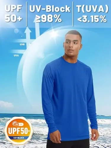 TACVASEN Men's Sun Shirt UPF 50+ Long Sleeve UV Protection Lightweight Rash Guard Swim Shirt Quick Dry Fishing T-Shirt - TACVASEN (1)