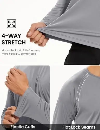 TACVASEN Men's Long Sleeve Shirts UPF 50+ Sun Protection Dry Fit Shirt Lightweight Workout Athletic T-Shirt Rash Guard - 4