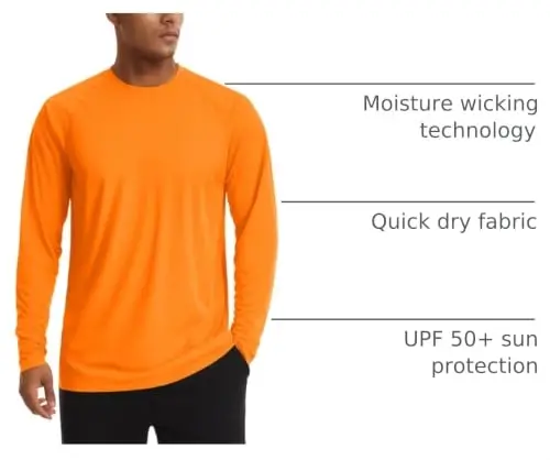 TACVASEN Men's Long Sleeve Shirts UPF 50+ Sun Protection Dry Fit Shirt Lightweight Workout Athletic T-Shirt Rash Guard - 4