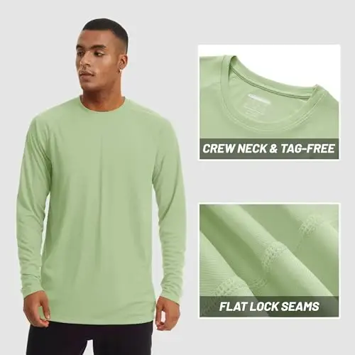 TACVASEN Men's Sun Shirt UPF 50+ Long Sleeve UV Protection Lightweight Rash Guard Swim Shirt Quick Dry Fishing T-Shirt - 3