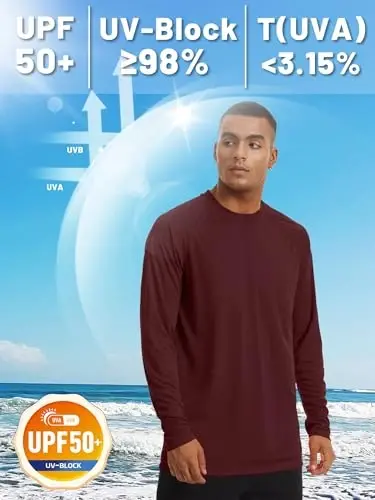 TACVASEN Men's Sun Shirt UPF 50+ Long Sleeve UV Protection Lightweight Rash Guard Swim Shirt Quick Dry Fishing T-Shirt - 2