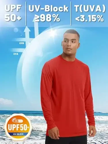 TACVASEN Men's Sun Shirt UPF 50+ Long Sleeve UV Protection Lightweight Rash Guard Swim Shirt Quick Dry Fishing T-Shirt - 2