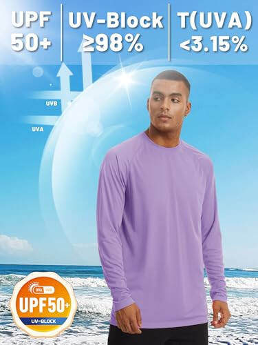 TACVASEN Men's Sun Shirt UPF 50+ Long Sleeve UV Protection Lightweight Rash Guard Swim Shirt Quick Dry Fishing T-Shirt - 2