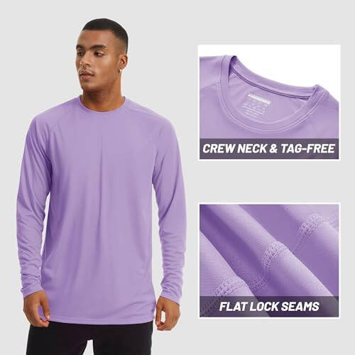 TACVASEN Men's Sun Shirt UPF 50+ Long Sleeve UV Protection Lightweight Rash Guard Swim Shirt Quick Dry Fishing T-Shirt - 3