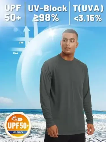 TACVASEN Men's Sun Shirt UPF 50+ Long Sleeve UV Protection Lightweight Rash Guard Swim Shirt Quick Dry Fishing T-Shirt - 2