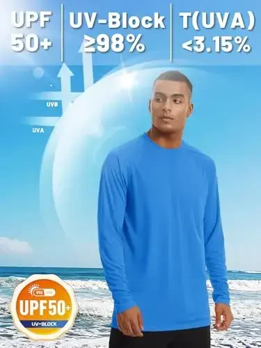 TACVASEN Men's Sun Shirt UPF 50+ Long Sleeve UV Protection Lightweight Rash Guard Swim Shirt Quick Dry Fishing T-Shirt - 2