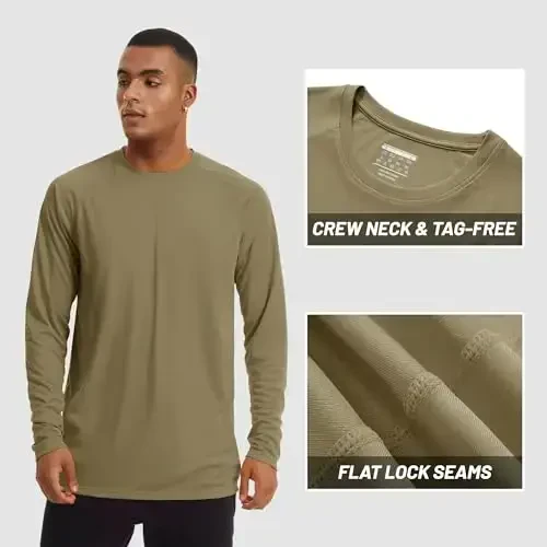 TACVASEN Men's Sun Shirt UPF 50+ Long Sleeve UV Protection Lightweight Rash Guard Swim Shirt Quick Dry Fishing T-Shirt - 3