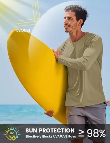 TACVASEN Men's Sun Shirt UPF 50+ Long Sleeve UV Protection Lightweight Rash Guard Swim Shirt Quick Dry Fishing T-Shirt - 3