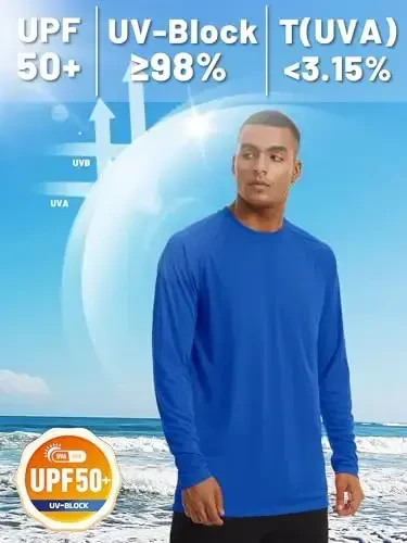 TACVASEN Men's Sun Shirt UPF 50+ Long Sleeve UV Protection Lightweight Rash Guard Swim Shirt Quick Dry Fishing T-Shirt - 2