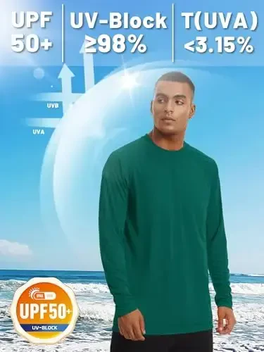TACVASEN Men's Sun Shirt UPF 50+ Long Sleeve UV Protection Lightweight Rash Guard Swim Shirt Quick Dry Fishing T-Shirt - 2