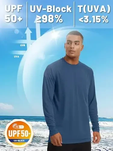 TACVASEN Men's Sun Shirt UPF 50+ Long Sleeve UV Protection Lightweight Rash Guard Swim Shirt Quick Dry Fishing T-Shirt - TACVASEN (1)