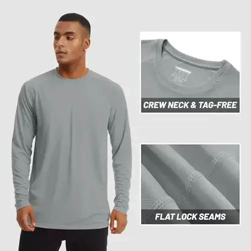 TACVASEN Men's Sun Shirt UPF 50+ Long Sleeve UV Protection Lightweight Rash Guard Swim Shirt Quick Dry Fishing T-Shirt - 3