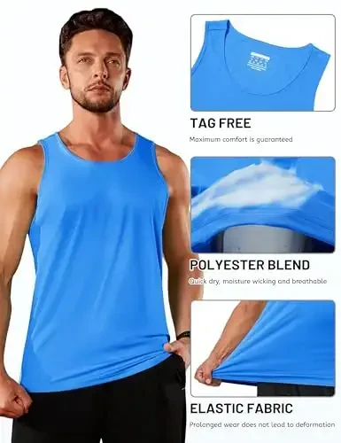 TACVASEN Men's Workout Tank Tops Sleeveless UPF 50+ Summer Sun Shirts Quick Dry for Running Swim Gym Beach - 5