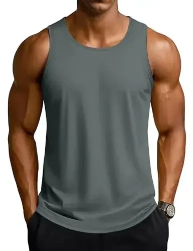 TACVASEN Men's Workout Tank Tops Sleeveless UPF 50+ Summer Sun Shirts Quick Dry for Running Swim Gym Beach 