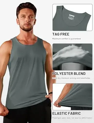 TACVASEN Men's Workout Tank Tops Sleeveless UPF 50+ Summer Sun Shirts Quick Dry for Running Swim Gym Beach - 5