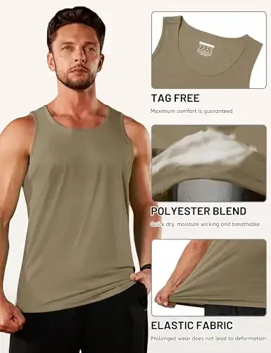 TACVASEN Men's Workout Tank Tops Sleeveless UPF 50+ Summer Sun Shirts Quick Dry for Running Swim Gym Beach - 5