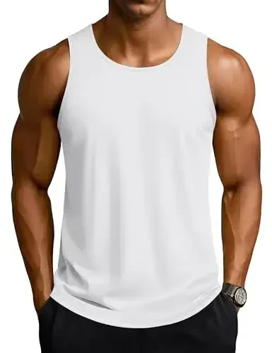 TACVASEN Men's Workout Tank Tops Sleeveless UPF 50+ Summer Sun Shirts Quick Dry for Running Swim Gym Beach 