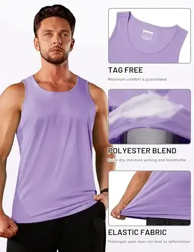 TACVASEN Men's Workout Tank Tops Sleeveless UPF 50+ Summer Sun Shirts Quick Dry for Running Swim Gym Beach - 5