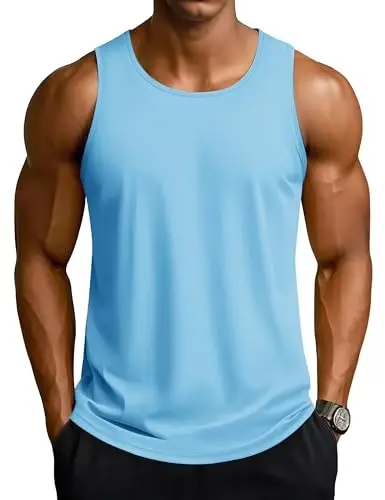 TACVASEN Men's Workout Tank Tops Sleeveless UPF 50+ Summer Sun Shirts Quick Dry for Running Swim Gym Beach 