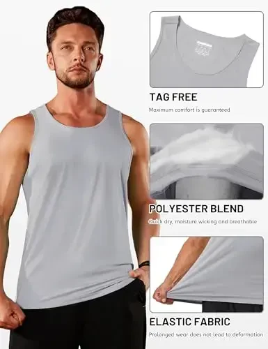 TACVASEN Men's Workout Tank Tops Sleeveless UPF 50+ Summer Sun Shirts Quick Dry for Running Swim Gym Beach - 5