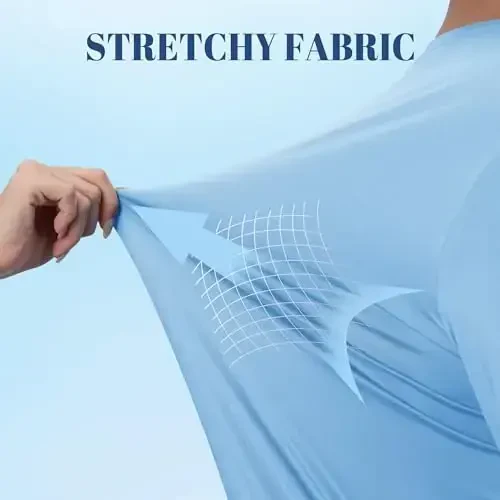 TACVASEN Мужская рубашка от солнца UPF 50+ с длинным рукавом, защита от ультрафиолета, легкая быстросохнущая рубашка для плавания, футболка для рыбалки - 5