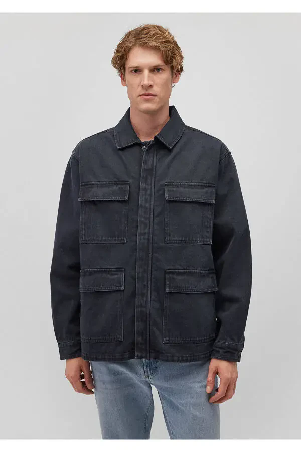 Tafsilotli kulrang ko'ylagi, bo'sh kesilgan - 0110510-70088 - 4