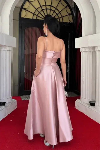 Тафтовое атласное платье-майка - КРЕМ - 5