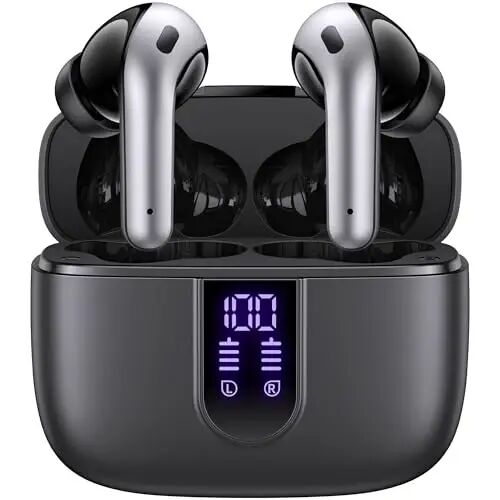 TAGRY Bluetooth Headphones True Wireless Earbuds 60H Playback LED Power Display Earphones with Wireless Charging Case IPX5 Waterproof in-Ear Ear buds with Mic for TV Smart Phone Laptop Computer Sports - 1