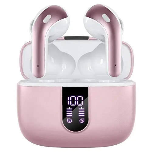 TAGRY Bluetooth Headphones True Wireless Earbuds 60H Playback LED Power Display Earphones with Wireless Charging Case IPX5 Waterproof in-Ear Earbuds with Mic for Smart Phone Laptop TV Computer Sports - 1