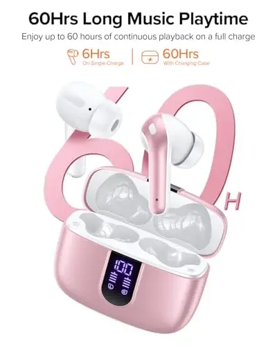 TAGRY Bluetooth Headphones True Wireless Earbuds 60H Playback LED Power Display Earphones with Wireless Charging Case IPX5 Waterproof in-Ear Earbuds with Mic for Smart Phone Laptop TV Computer Sports - 3